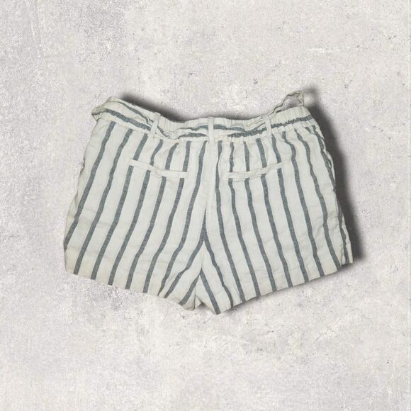 Ann Taylor LOFT Stripe Tie Waist Linen Cotton Shorts with 2.5" Inseam 4 - Picture 2 of 5